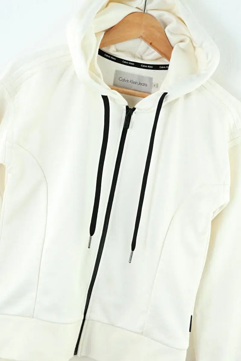 W(S) Calvin Klein Hooded Zip-Up Plain White EO Vintage