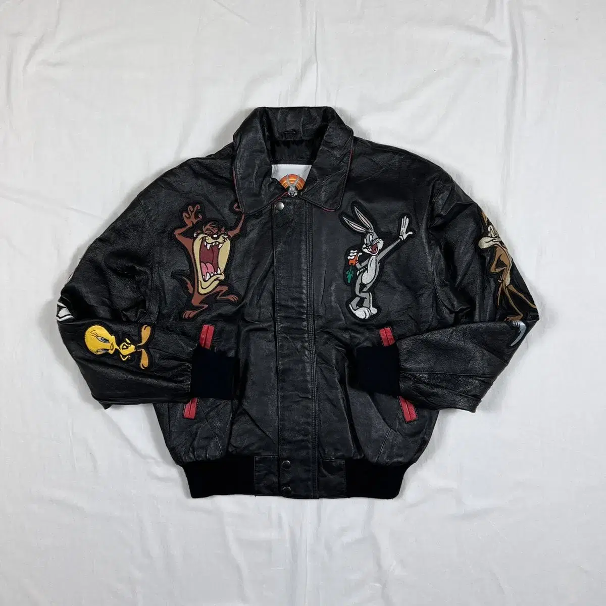 90s 97 Looney Tunes Cartoon Logo Leather Jacket