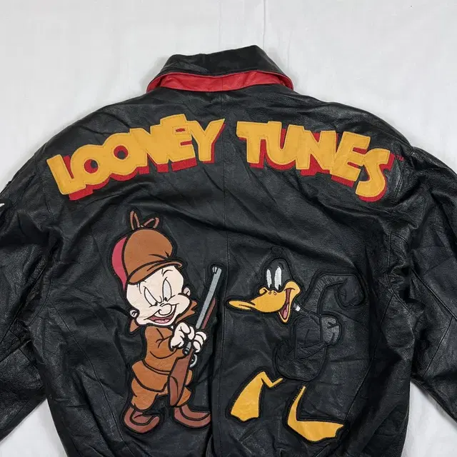 90s 97년도 루니툰즈 looney tunes 카툰 로고 레더자켓