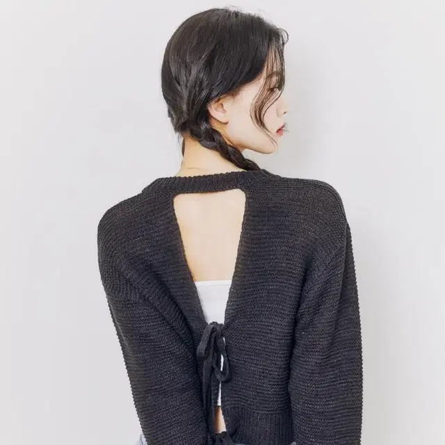 98도씨 OAT tape back point knit 블랙차콜