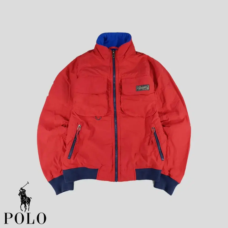 Polo Ralph Lauren 00S Red Navy Inner Fleece Cotton Nylon Blend Windbreaker