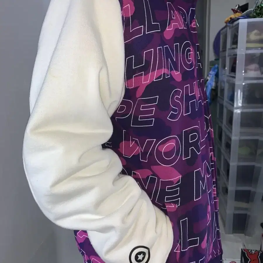 Bape 카모 샤크후드 스웻 자켓