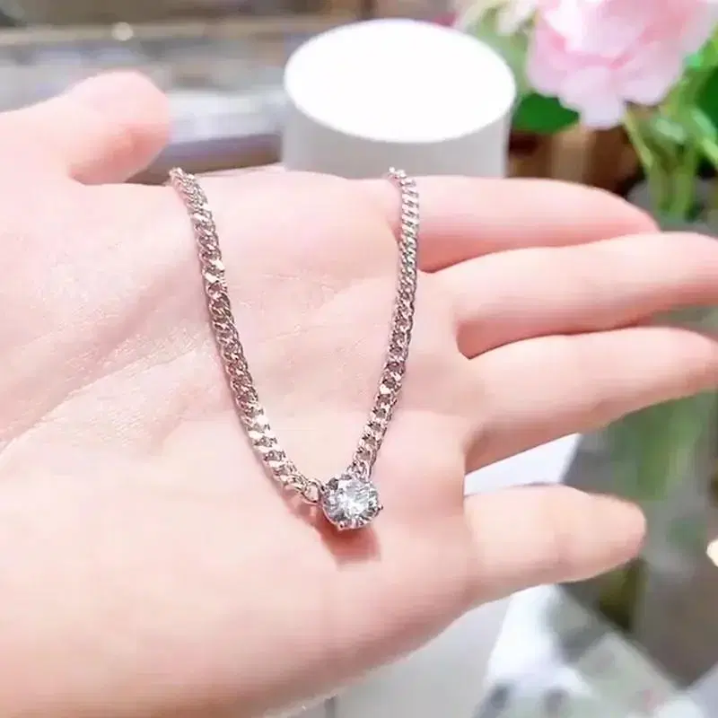 (남여공용) 모이사나이트 쿠바체인 Necklace 1캐럿