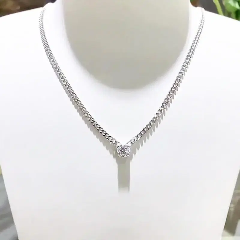 (남여공용) 모이사나이트 쿠바체인 Necklace 1캐럿