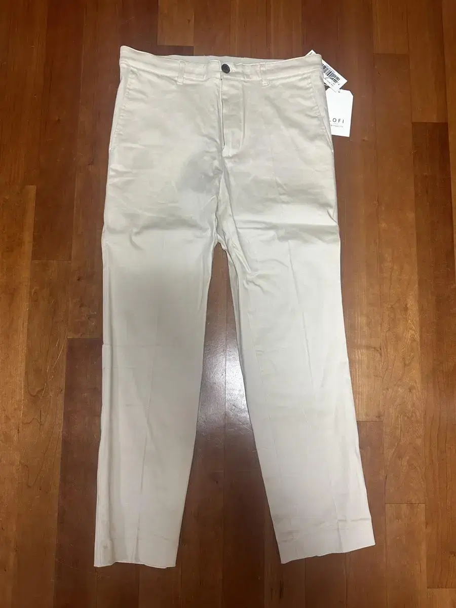 (L) Lo-fi Tapered Banded Cotton Pants in Cream