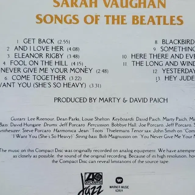 사라본 CD - songs of the beatles