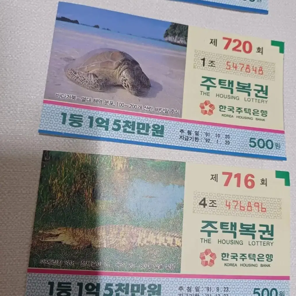 옛날 주택복권 한국주택은행 닭 거위 펭귄 바다표범 물개레트로 빈티지 소품