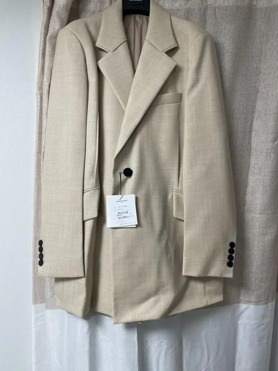 Wooyoung Mi Beige double-breasted blazer, size 52, new from stock