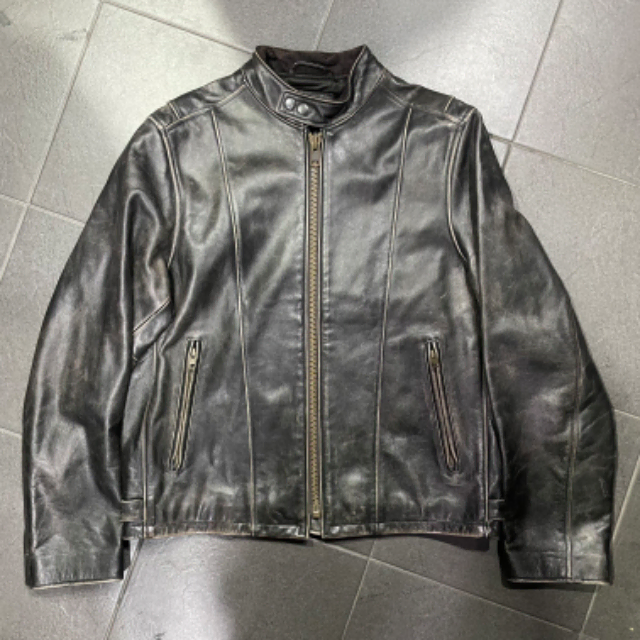 (95)Gap Cowhide Leather Single Glider Jacket