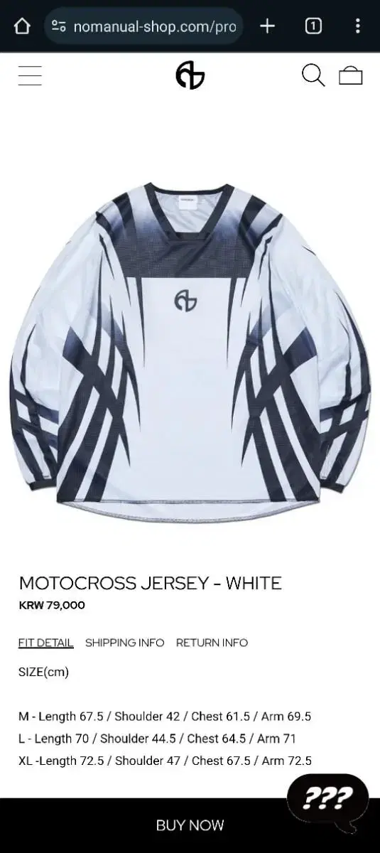 [L] ノーマニュアル MOTOCROSS JERSEY - WHITE( 白 )