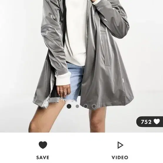 Asos 여성 레인코트 실버