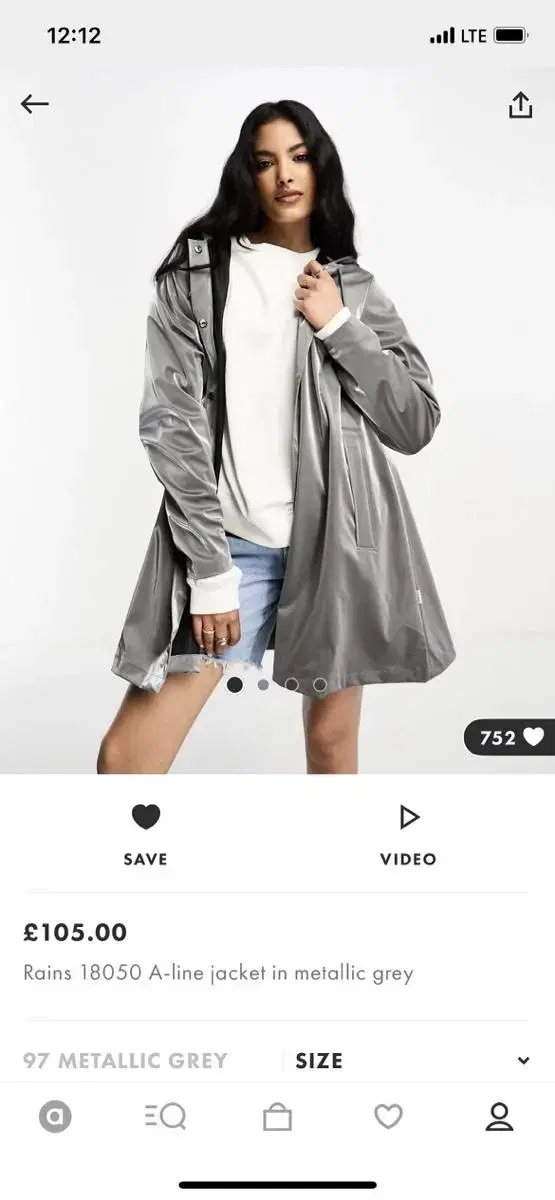 Asos 여성 레인코트 실버