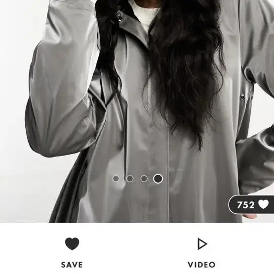 Asos 여성 레인코트 실버