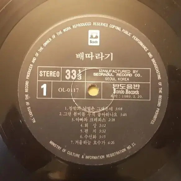 배따라기 - 아빠와 크레파스/비와 찻잔사이 LP