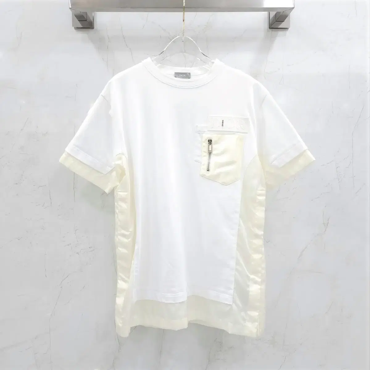 S / Dior X Sakai logo embroidered pocket short sleeve T-shirt