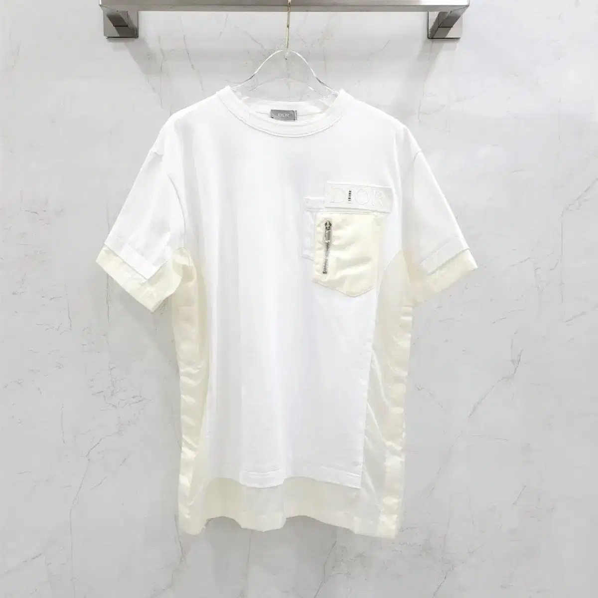 S / Dior X Sakai logo embroidered pocket short sleeve T-shirt