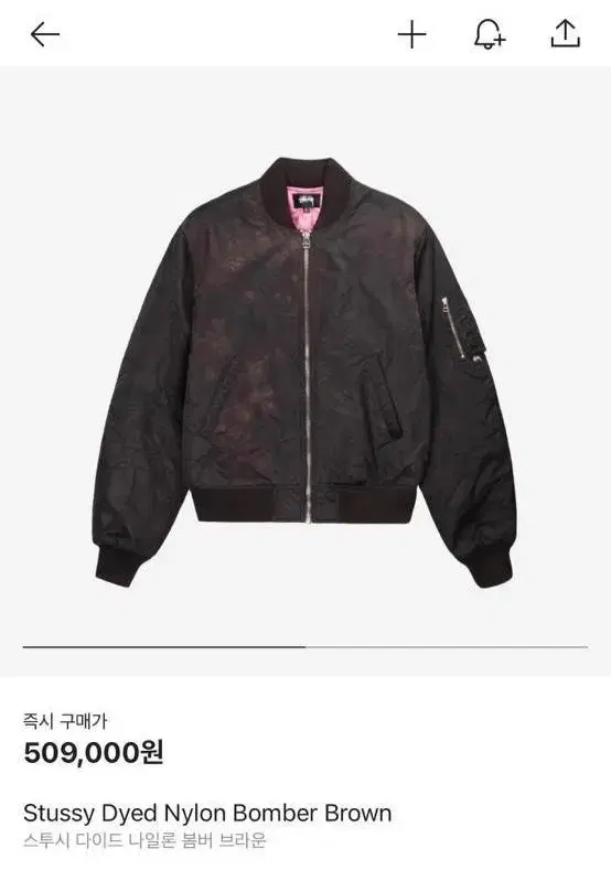 스투시 다이드 나일론 봄버 브라운 XL