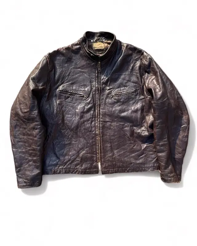 60s steer hide cafe racer leather jacket