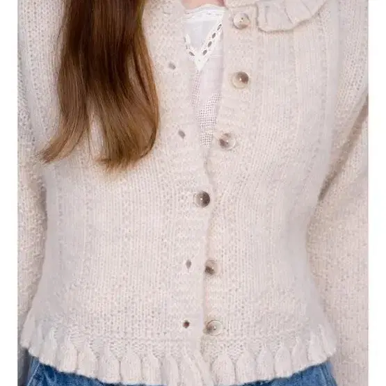 VIA SANDY FRILL KNIT CARDIGAN