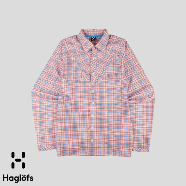 HAGLOFS 하그로프스 레드 블루 타탄체크 아웃도어 유틸리티 폴리 남방