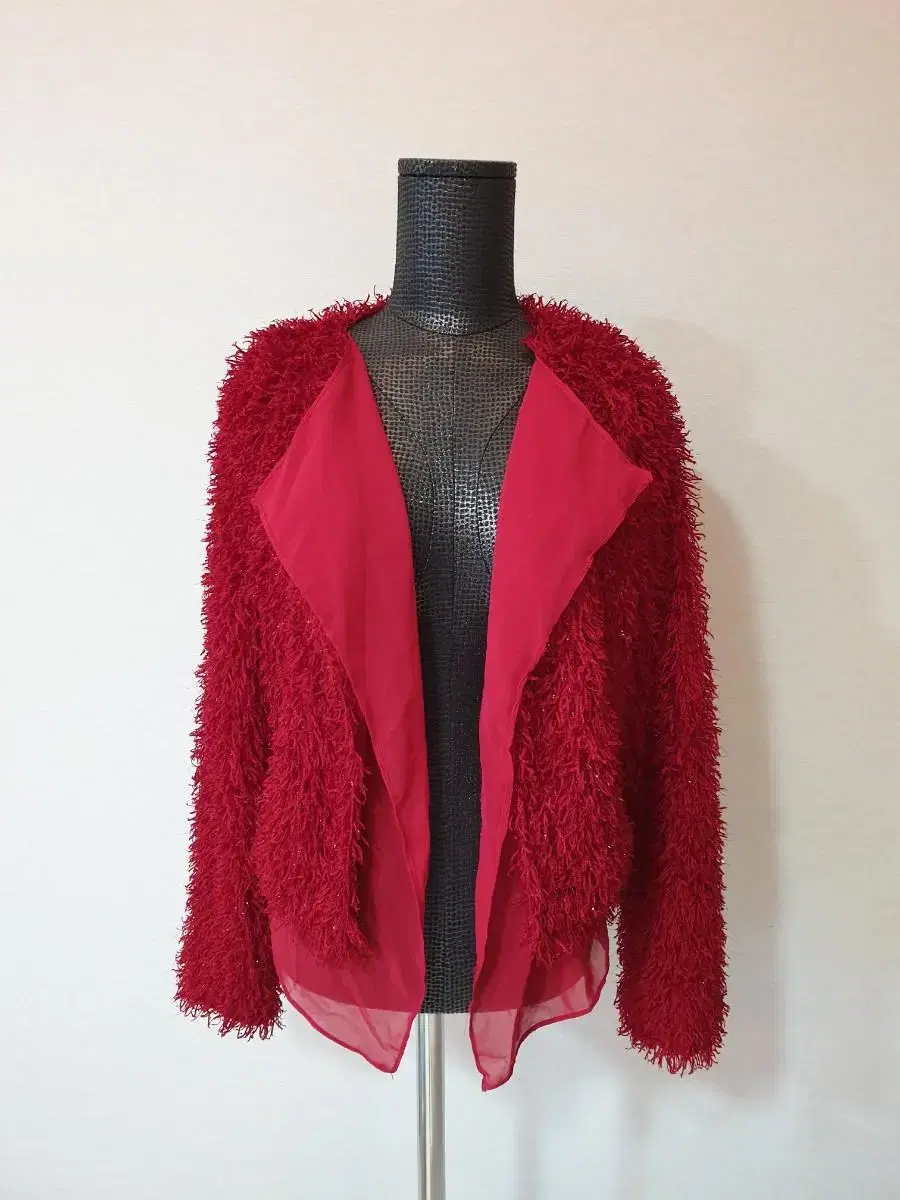 Red layered cardigan