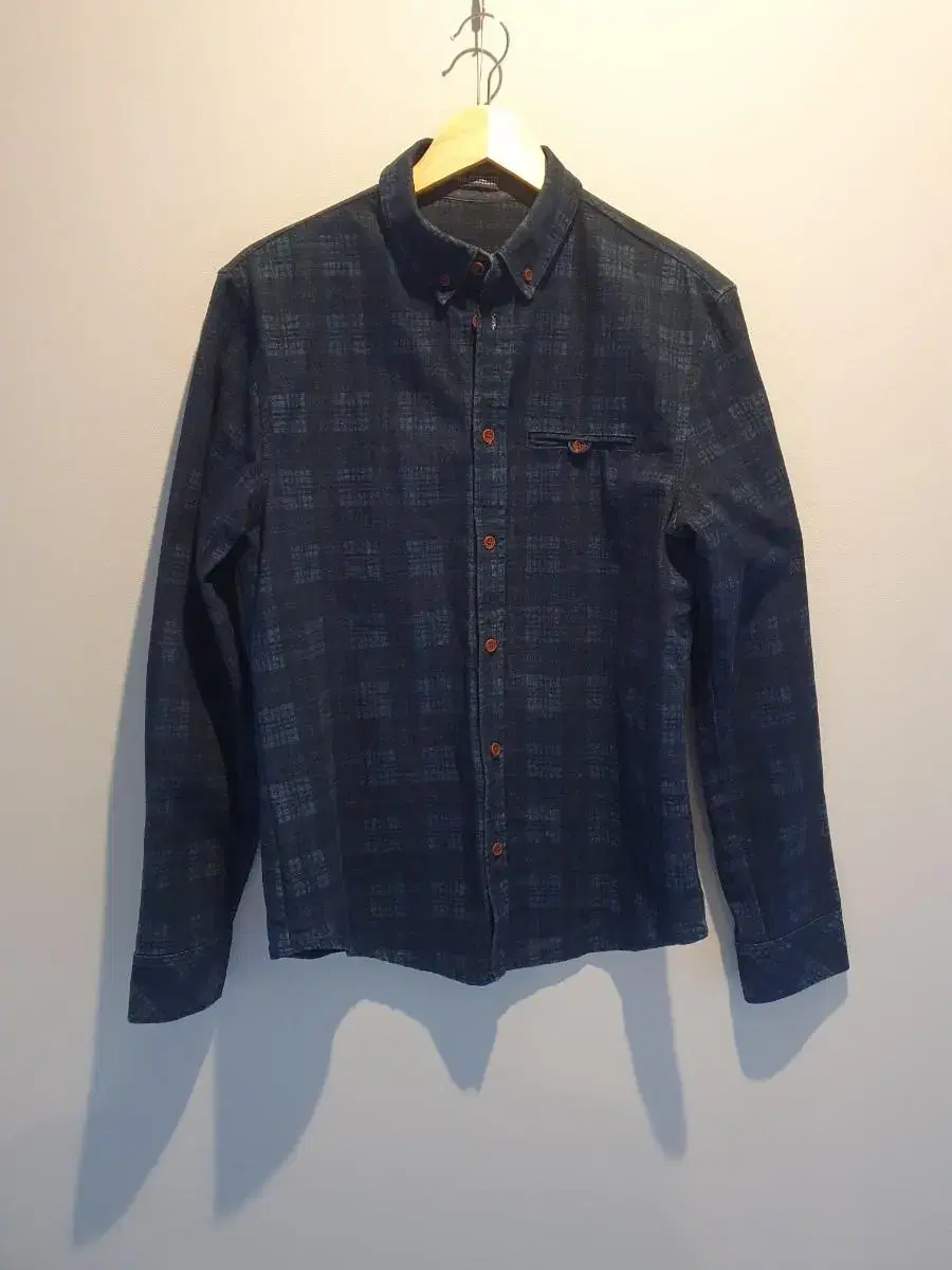 [Free Shipping] Earth & Dem Men's Check Denim Shirt 105