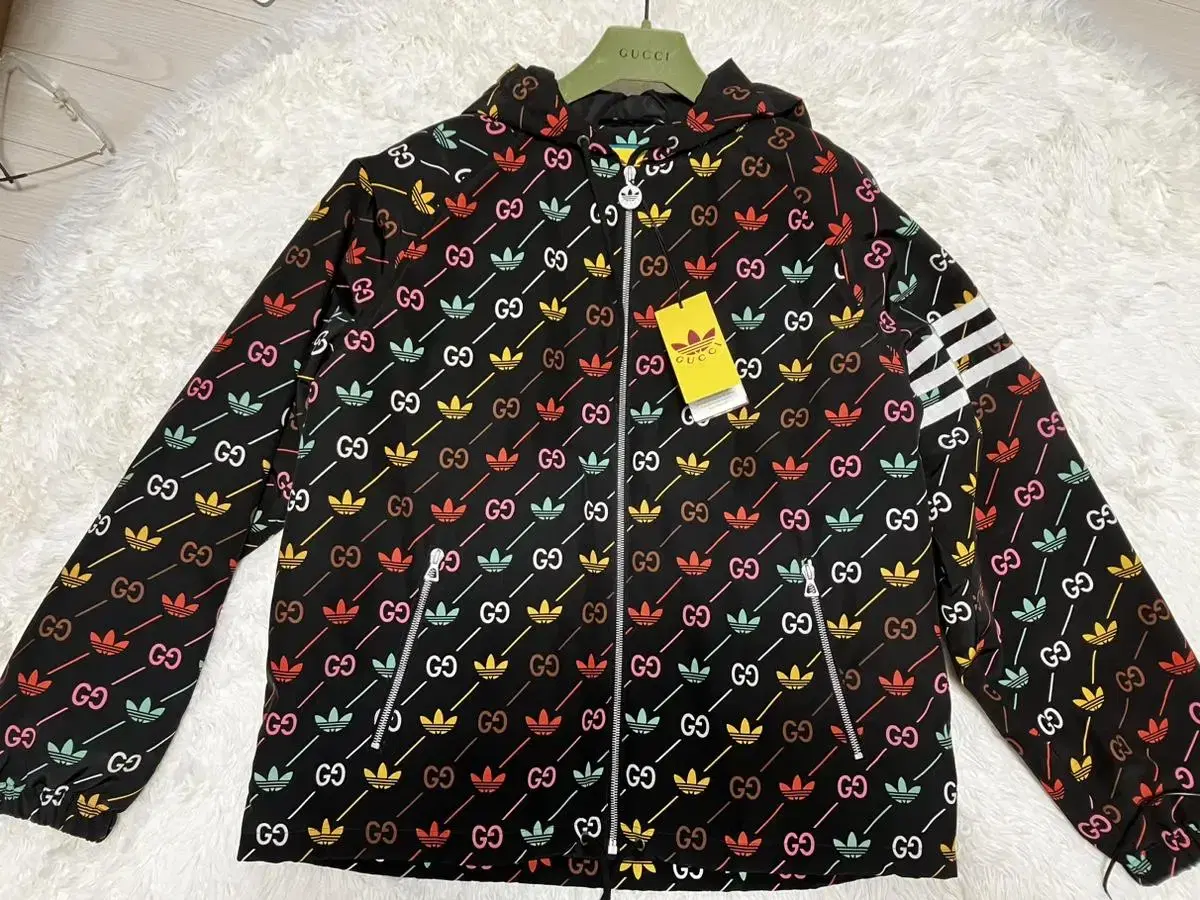 Gucci X Adidas Collaboration Multicolor GG Trefoil Stripe Jacket