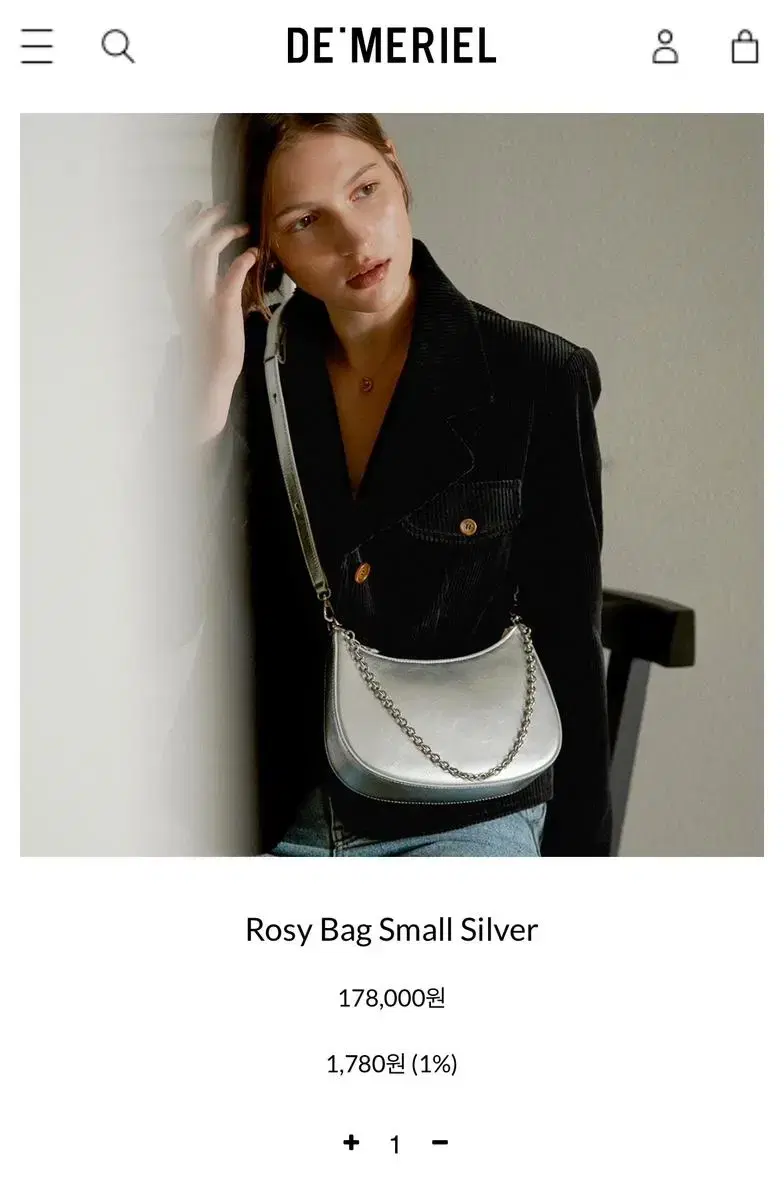 드메리엘 로지백 스몰 실버 Rosy Bag Small Silver