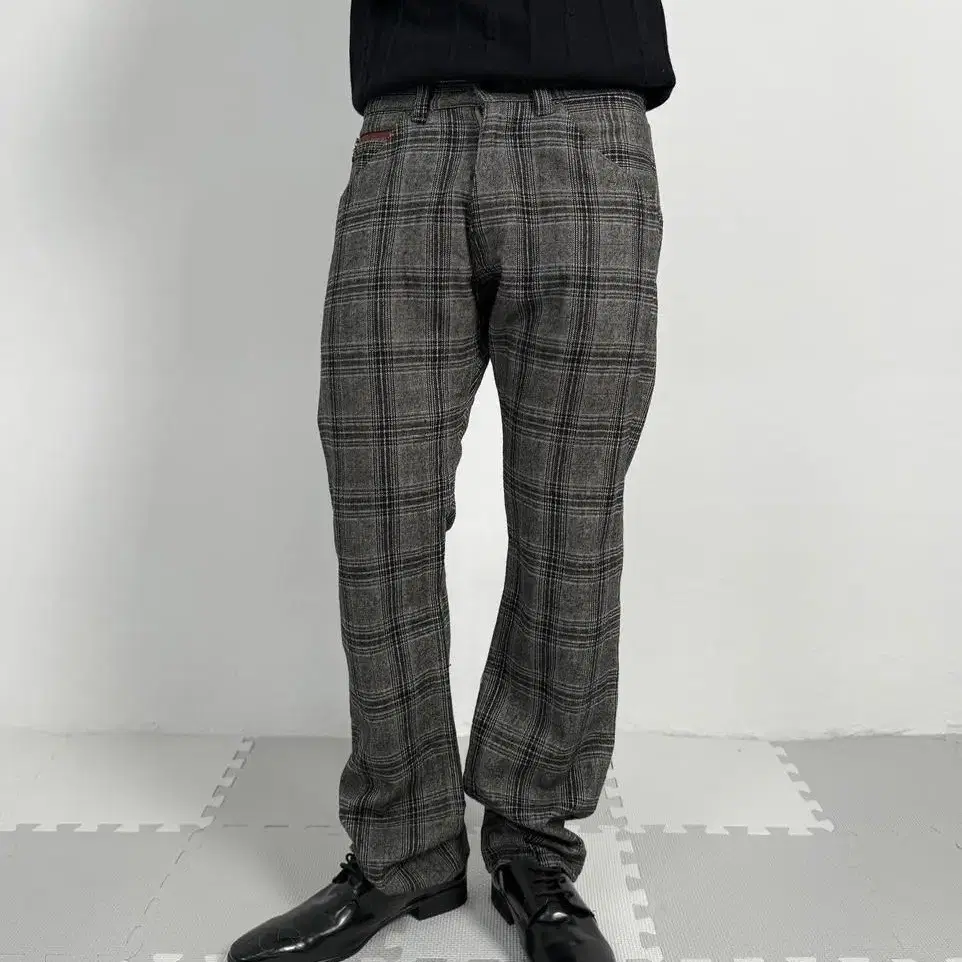 vintage tartan check grey trouser