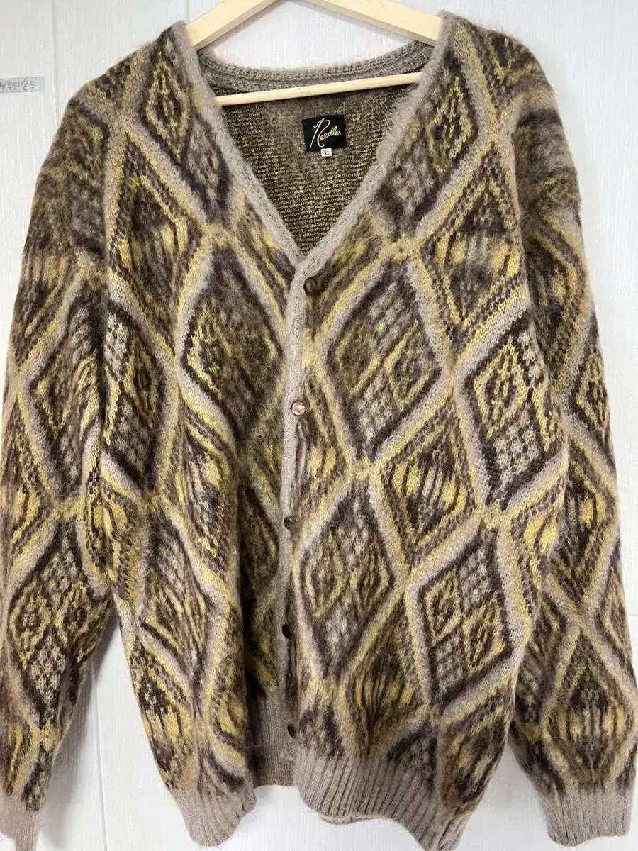 XL Needles Mohair Cardigan Geometric Dia.