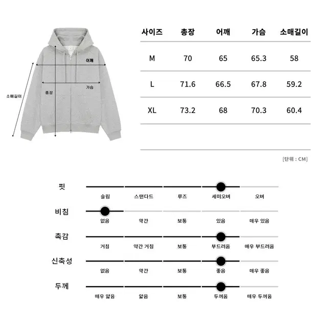 기모 후드집업 원단 핏 최고(M L XL)남녀공용