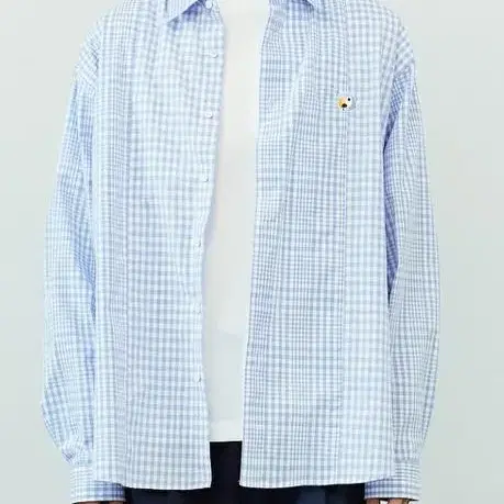 KANCO HEAD LOGO CHECK SHIRT blue 칸코 셔츠