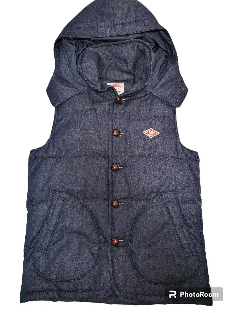 DANTON Beams collared hooded padded vest size 40 navy