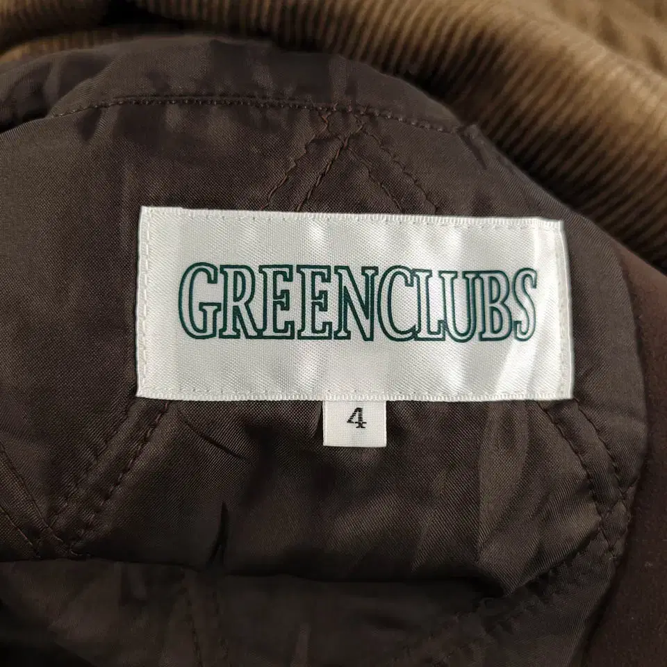 GREENCLUBS 브라운 레더패치 멀티포켓 히든지퍼 이너퀼팅 아메카지