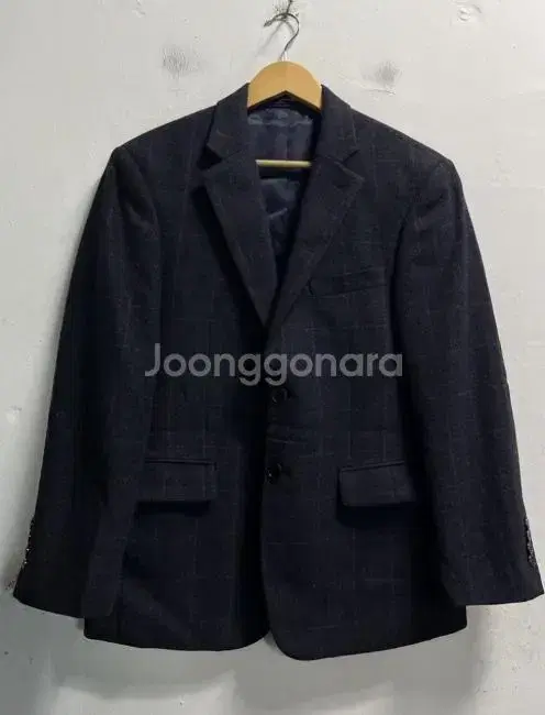 Navy checked wool blazer