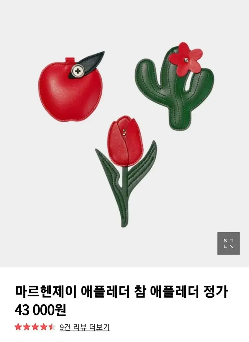 미사용]가죽^마르헨제이)사과.선인장.튤립 백참(키링)