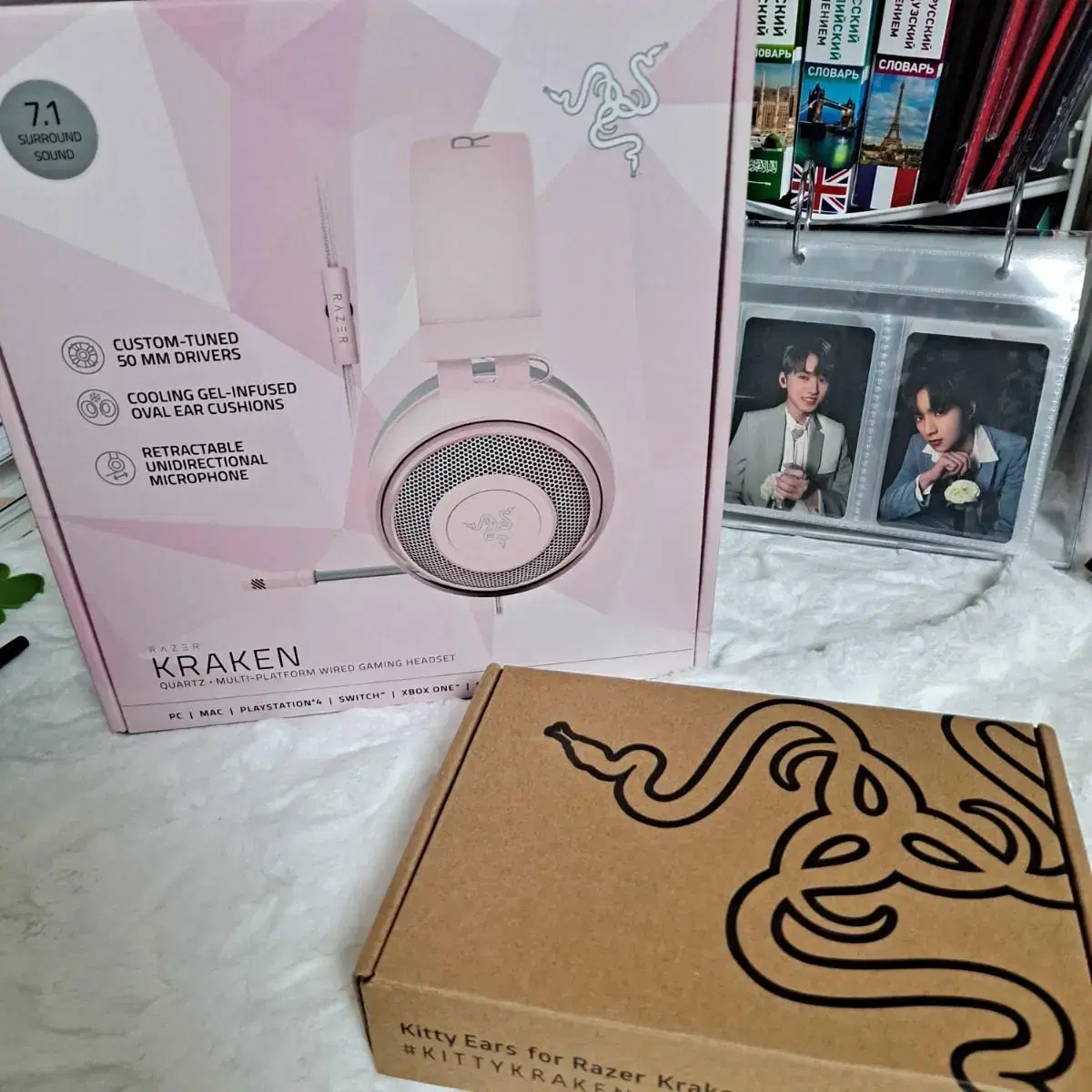 레이저 크라켄 쿼츠 고양이 헤드셋 판매 Razer Quartz