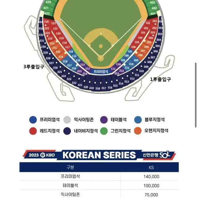 한국시리즈 5차전 1루 그린지정석 양도합니다