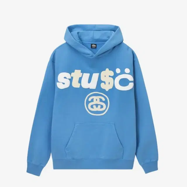 STUSSY CPFM 8볼 피그먼트 다이드 후드 블루 M