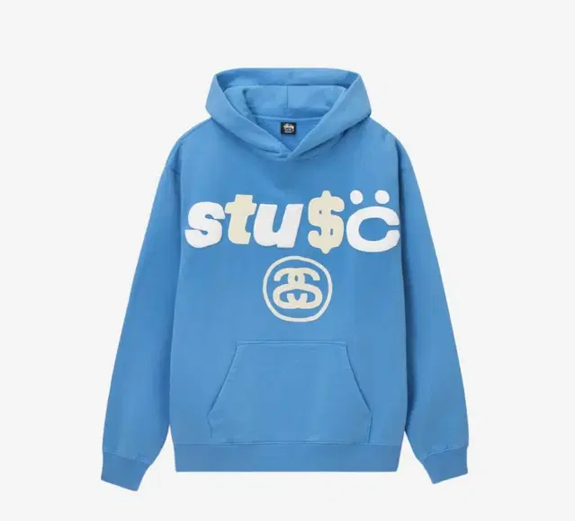 STUSSY CPFM 8볼 피그먼트 다이드 후드 블루 M