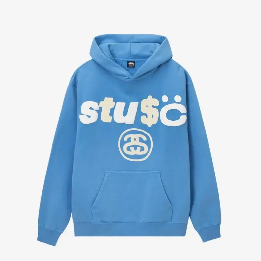 STUSSY CPFM 8볼 피그먼트 다이드 후드 블루 M