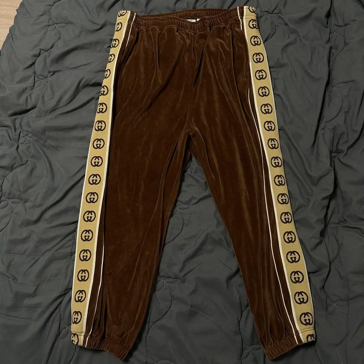 Gucci Velvet interlocking jogger pants