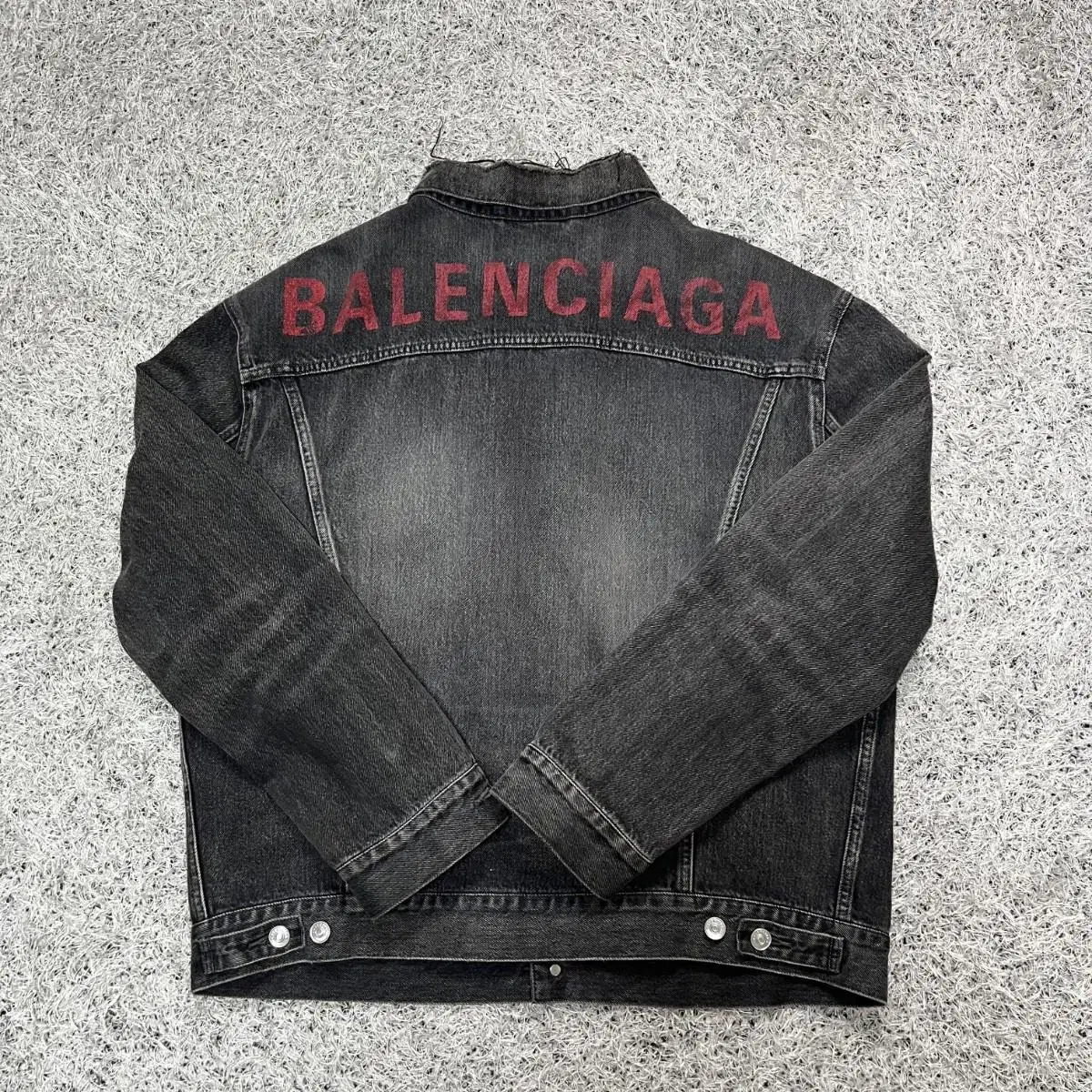 Balenciaga Back logo black and blue denim jacket 42 105