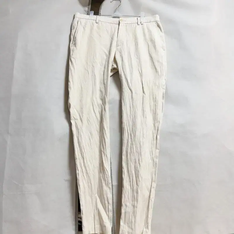 Ivory linen long pants men's trousers//