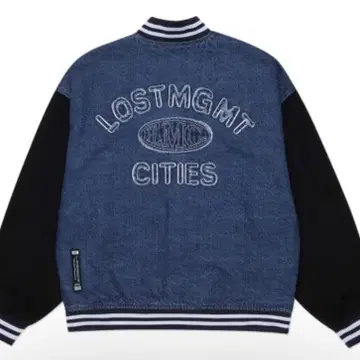 LMC OVAL WASHED BASEBALL JACKET dark blu