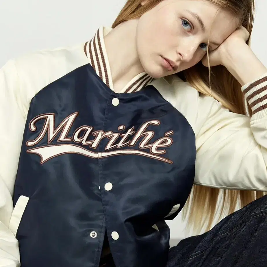 마리떼 glossybaseball jacket navy (m)