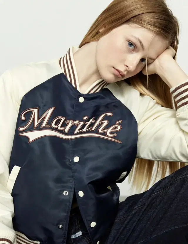 마리떼 glossybaseball jacket navy (m)