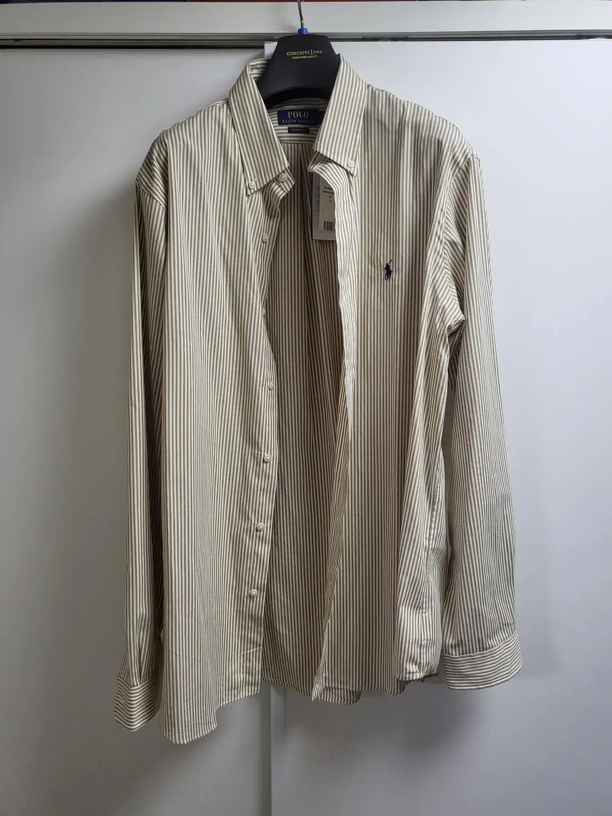 Polo Ralph Lauren Beige Striped Shirt Classic Fit XL New