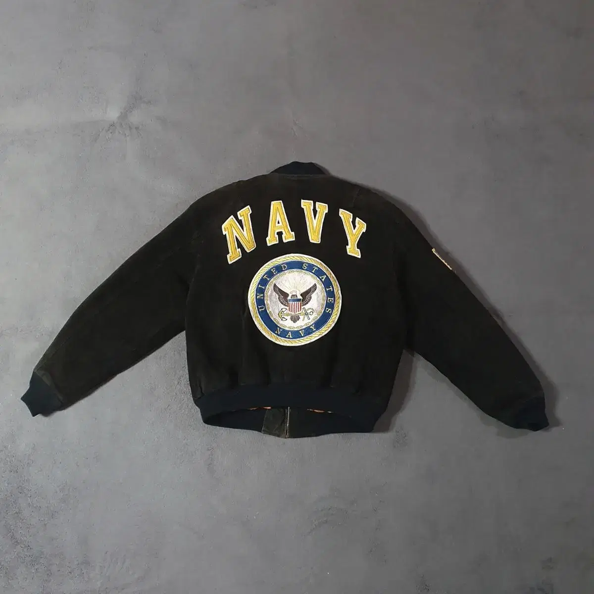 New Crew U.S.A NAVY 스웨이드 바시티 자켓  L     0