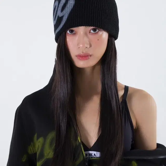 leey 비니 sprayed beanie black